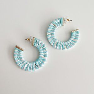 J. Crew Factory Wrapped Hoop Earrings (Glazed Sky White)